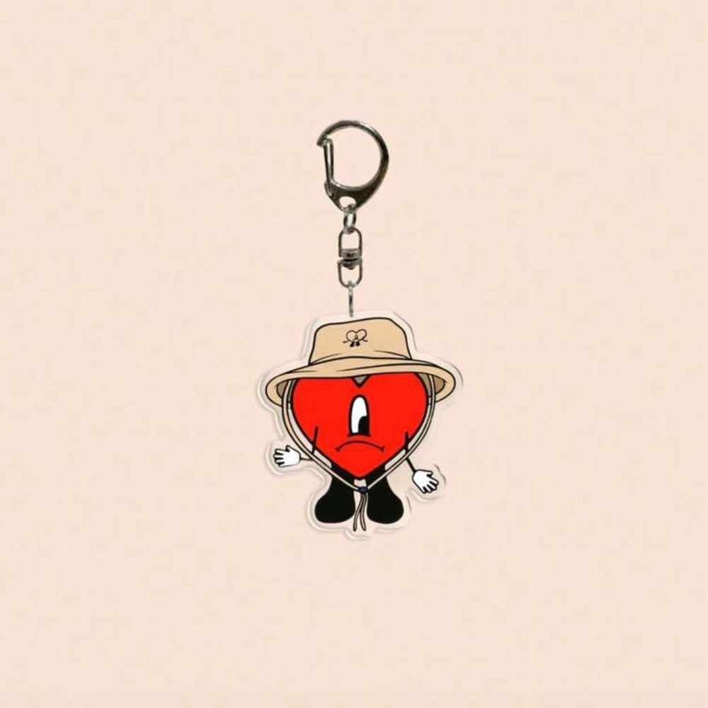 Bad Bunny Red Heart Character Keychain from Un Verano Sin Ti Album